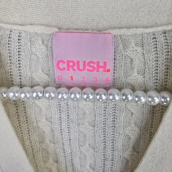 Crush Womens Cashmere Cream Ivory Cable Knit Soft Luxury Cardigan Sweater Top SM
